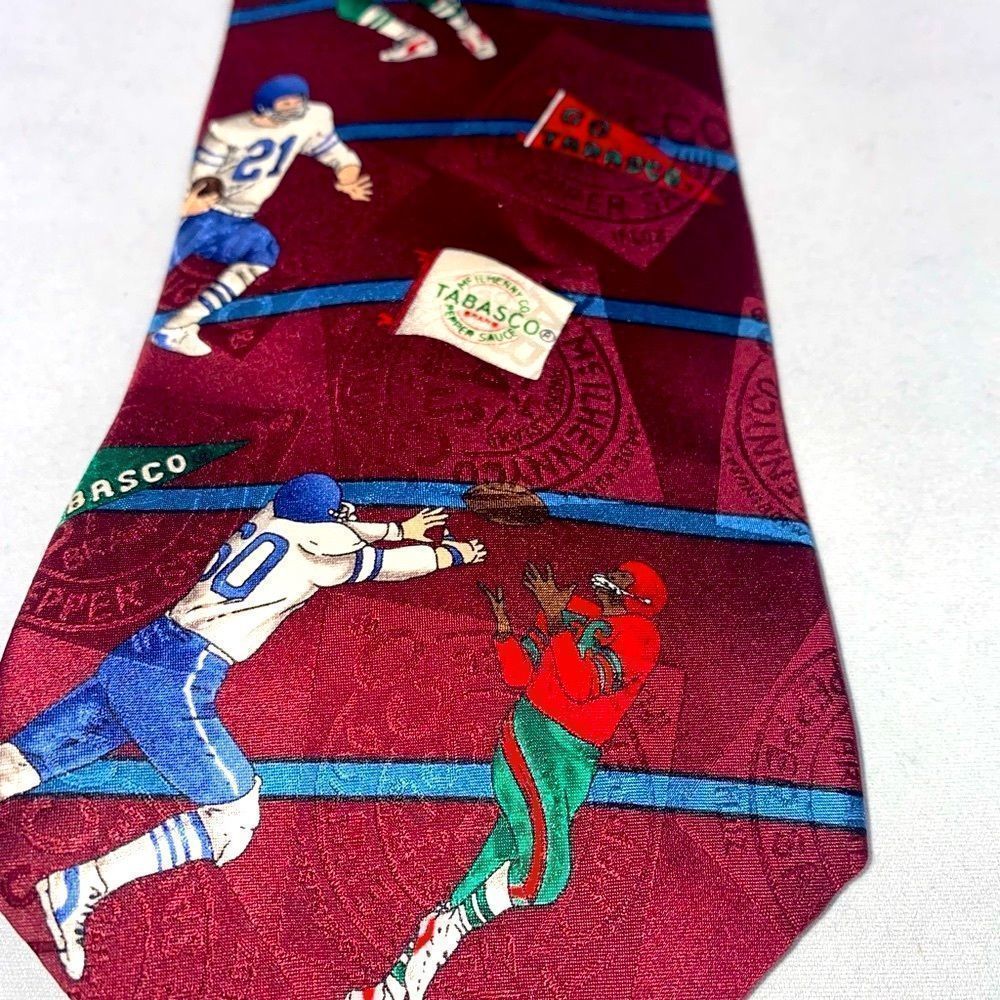 Tabasco Football Theme Tie Silk Maroon
